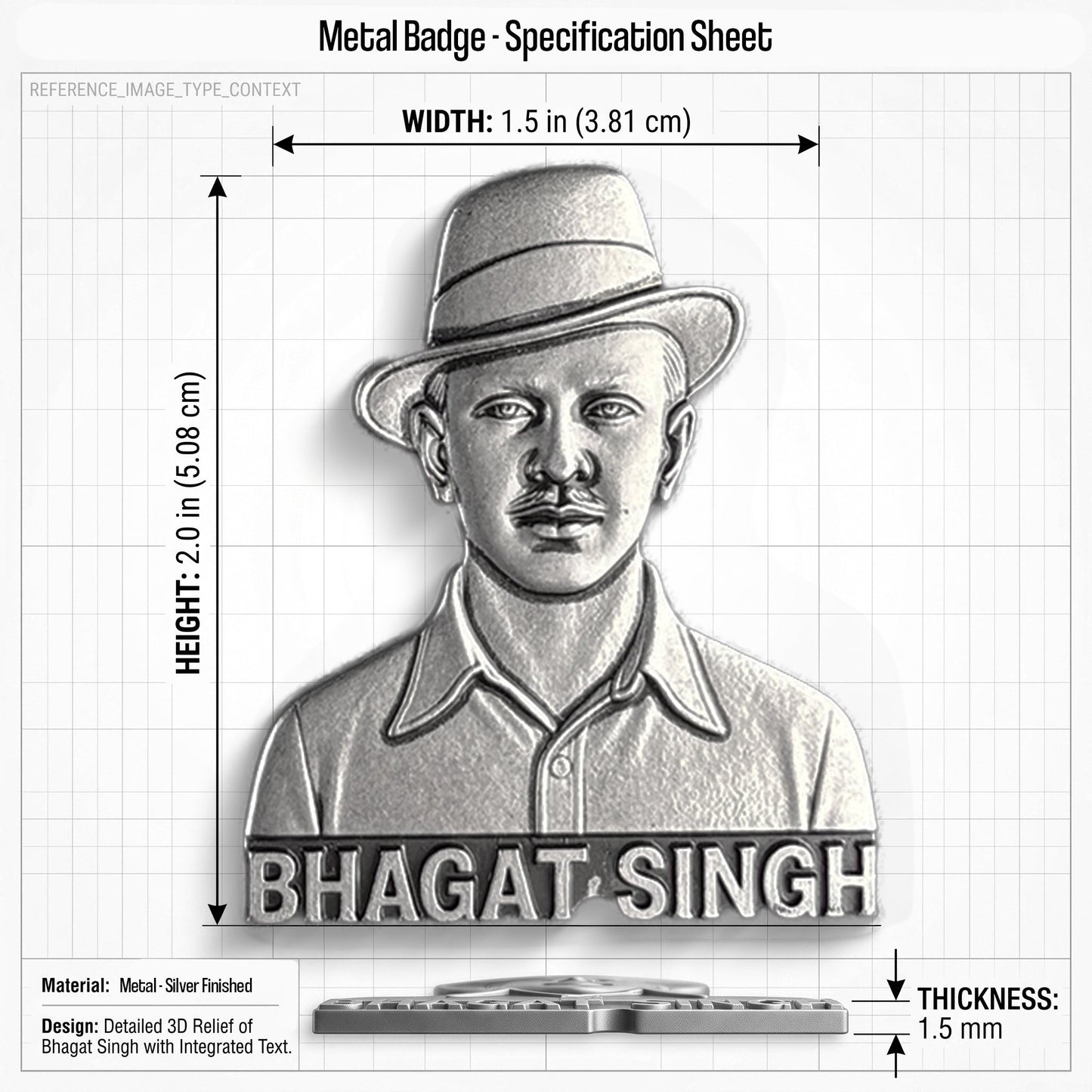 Redmi Note 14 Pro+ 5G Shaheed Bhagat Singh 3D Metal Leather Back Case