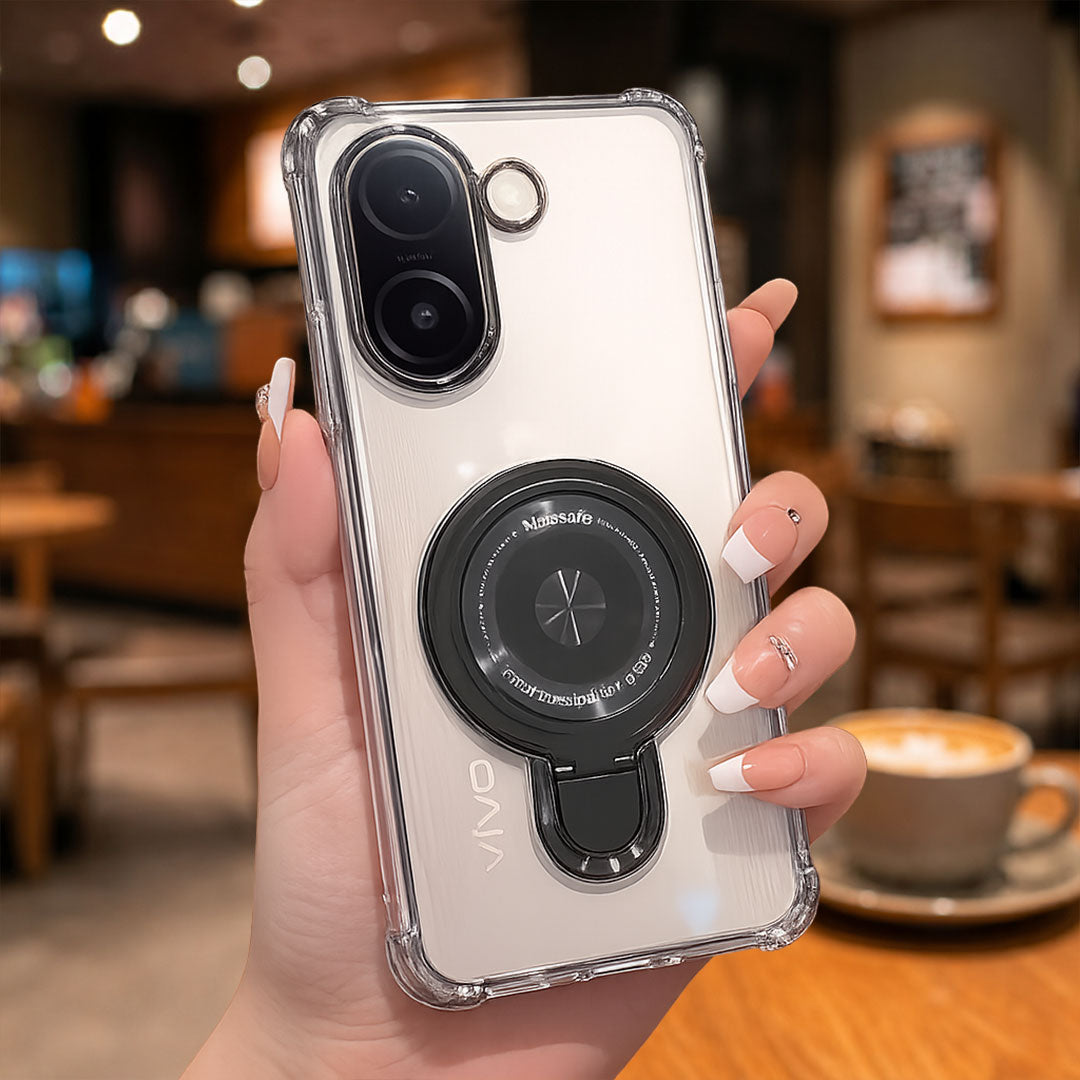 Vivo V60e 5G Luxury Four Corner Invincible Bracket Ring Stand Case