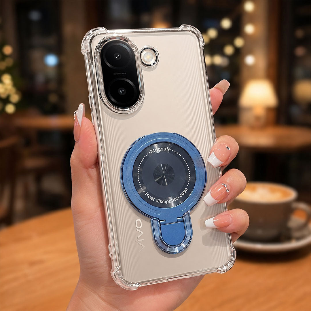 Vivo V60e 5G Luxury Four Corner Invincible Bracket Ring Stand Case