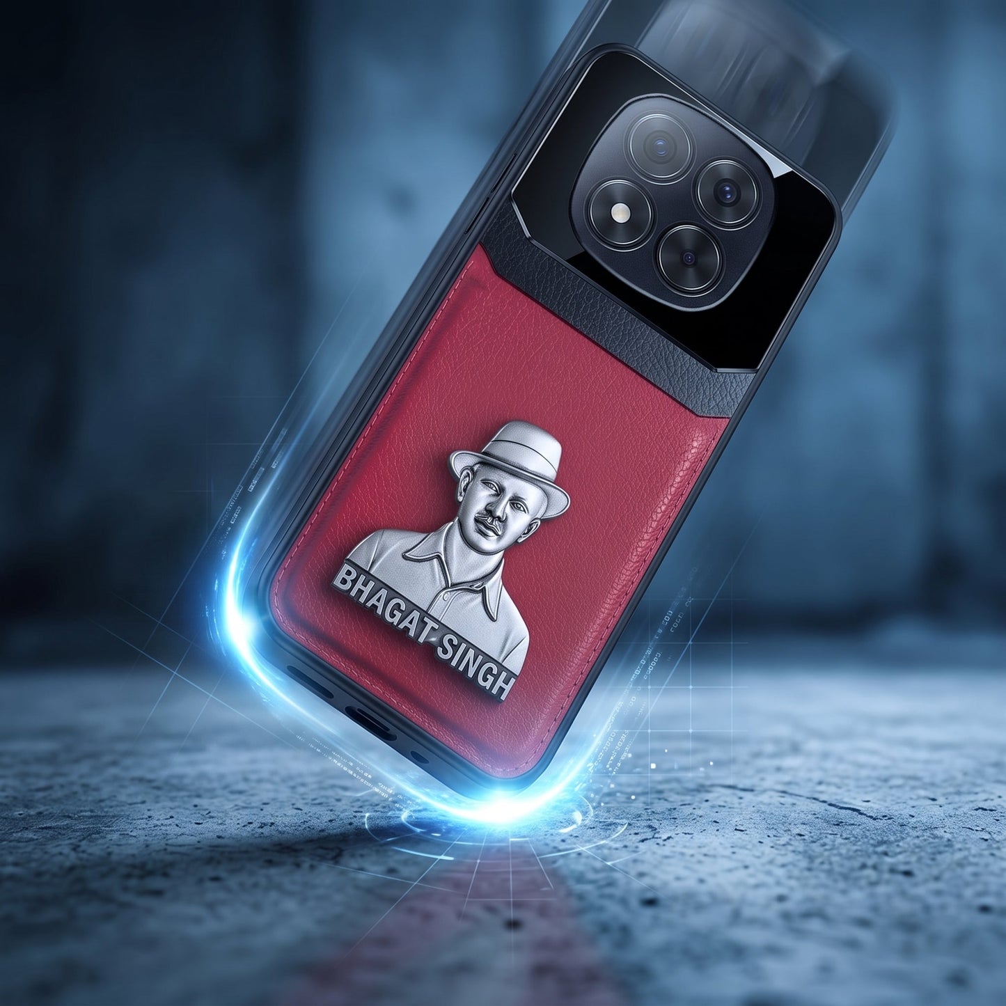 Redmi Note 14 Pro+ 5G Shaheed Bhagat Singh 3D Metal Leather Back Case