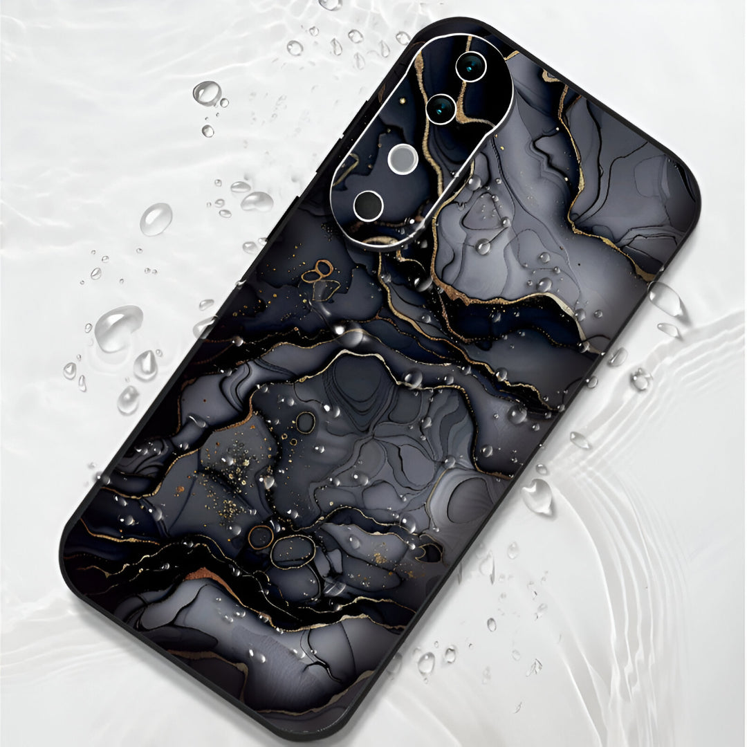 Vivo V40 Pro 5G Premium Acrylic Shockproof Glass Back Case (Black Marble)