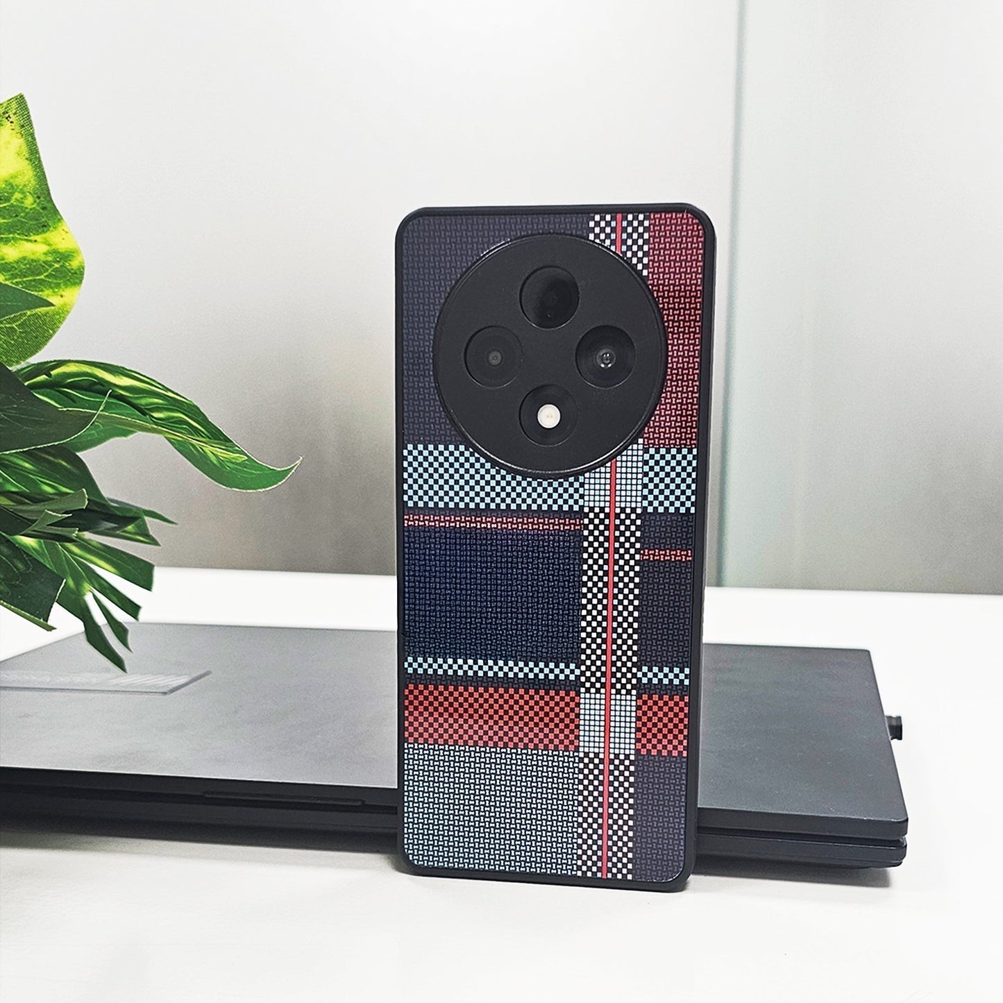 OPPO F27 PRO+ 5G Luxury Grid Pattern Glass Back Shockproof Case