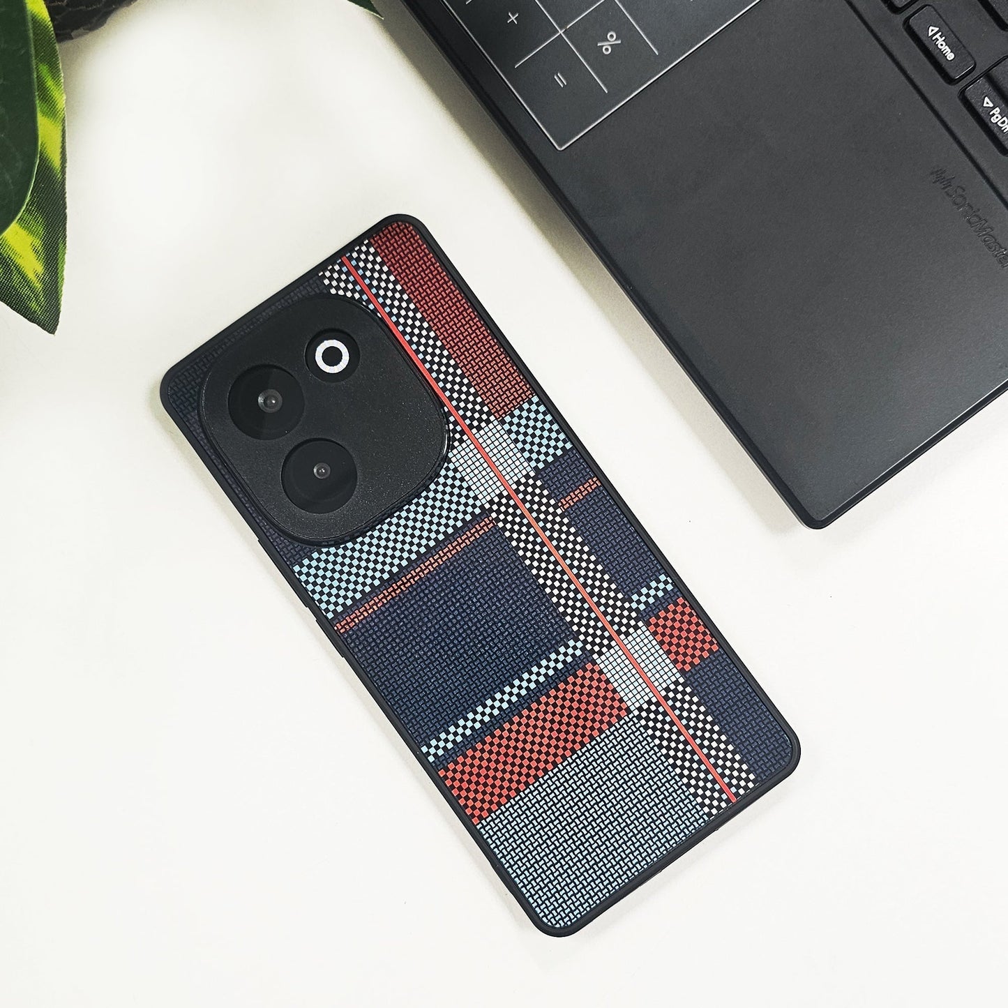 Vivo T3 Pro 5G Luxury Grid Pattern Glass Back Shockproof Case