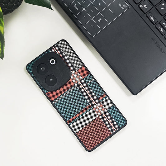 Vivo T3 Pro 5G Luxury Grid Pattern Glass Back Shockproof Case