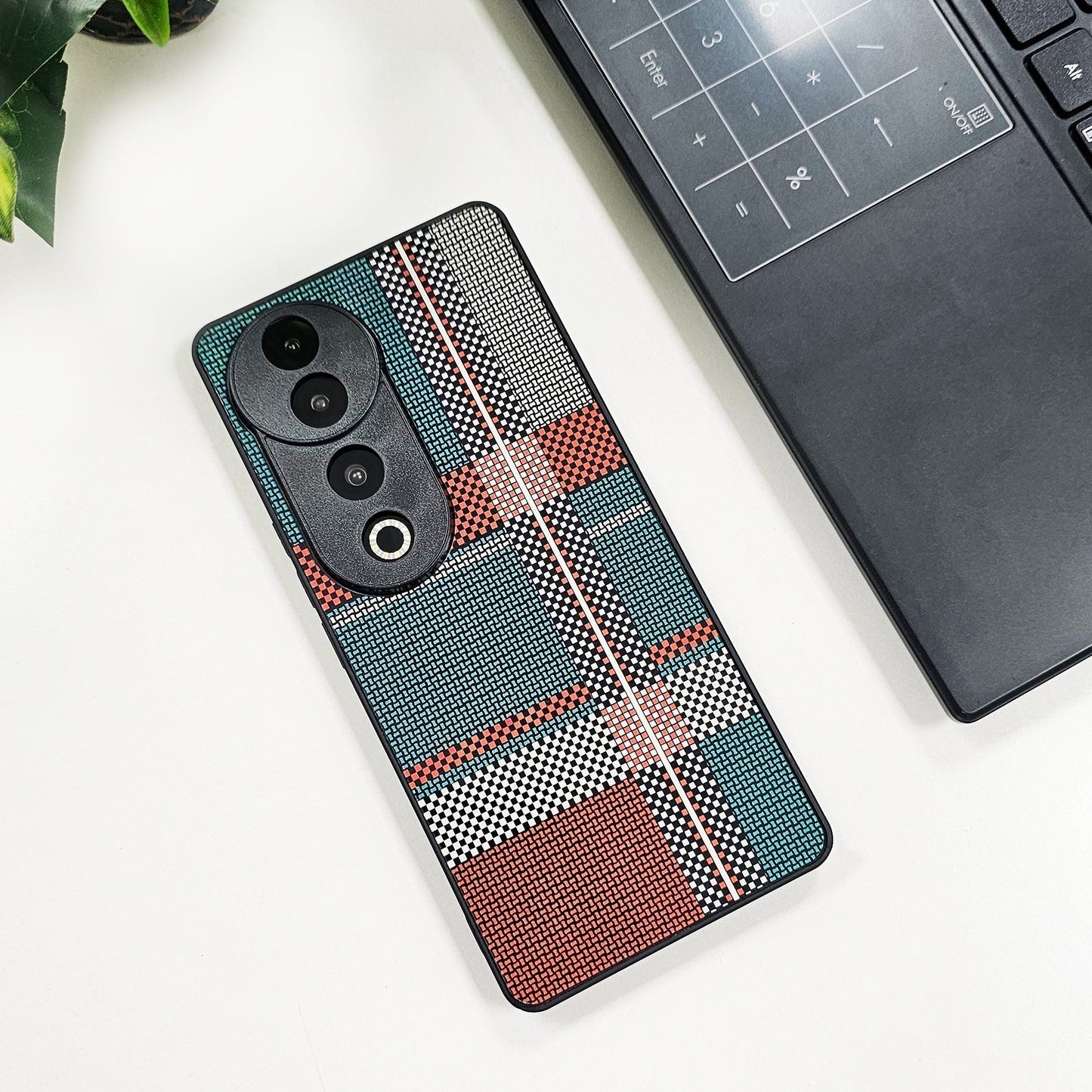 Vivo V40 5G Luxury Grid Pattern Glass Back Shockproof Case