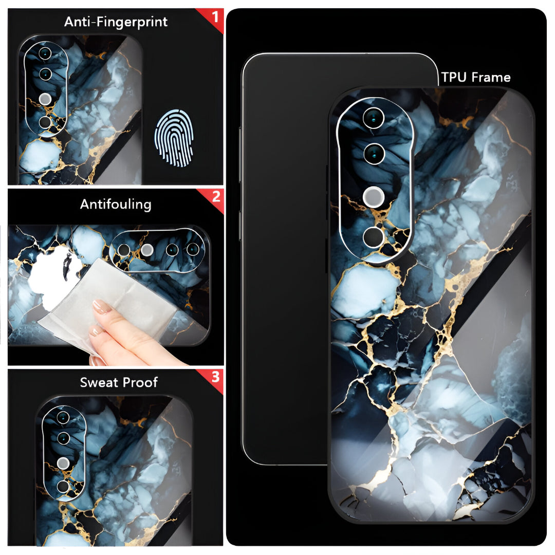 Vivo V40 Pro 5G Premium Acrylic Shockproof Glass Back Case (Blue Marble)